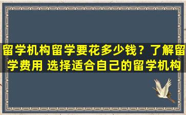 留学机构留学要花多少钱？了解留学费用 选择适合自己的留学机构！